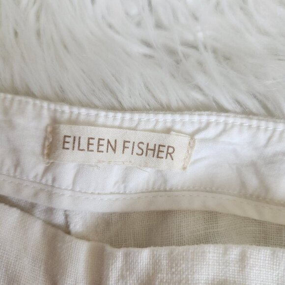 Eileen Fisher 100% Linen White Wide Leg Pants Women Medium Side Zip 34x27" - Picture 6 of 16